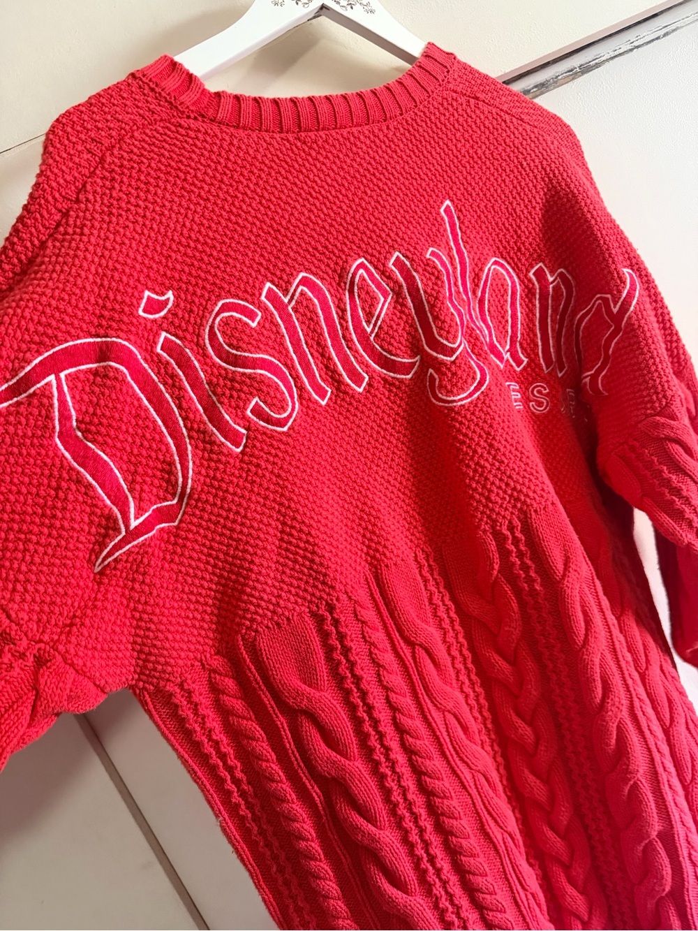 Disneyland Resort Red Cable Knit Sweater Size L - Picture 3 of 4